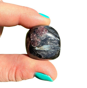 Arfvedsonite and Garnet Tumbled Stone 
