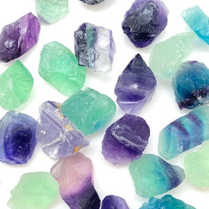 10 Stone Lot of Raw Rainbow Fluorite Crystals - Grade A