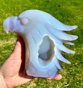 Agate Eagle Geode - Polished Stone Sculpture - 4