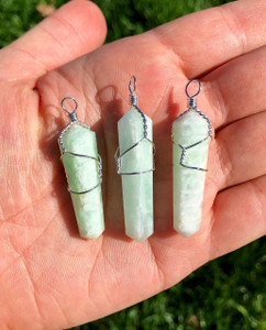 Amazonite Polished Point Pendant in Wire Wrapped Setting