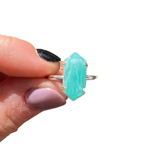 Amazonite Ring in Sterling Silver - Double Terminated Ring 