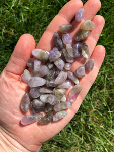 Amegreen Tumbled Stone - Polished Prasiolite & Amethyst Crystal! 