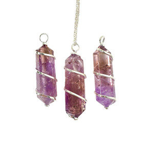 Ametrine Point Pendant - Spiral Wrapped (silver)
