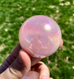 Angel Aura Rose Quartz Sphere - Polished Crystal
