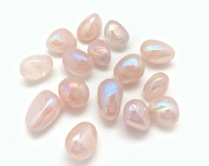 Angel Aura Rose Quartz Tumbled Stone - Polished Aura Rose Quartz Crystal