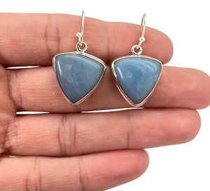 Angelite Earrings in Sterling Silver - Polished Triangle Earrings - No.182 