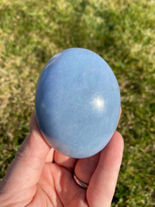 Angelite Palm Stone Polished Stone Oval