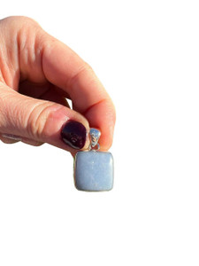 Angelite Pendant - Polished Square - Sterling Silver - No.694