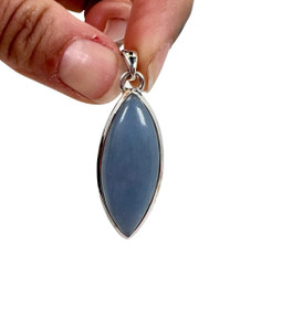 Angelite Polished Marquise Pendant - Sterling Silver - No.413 