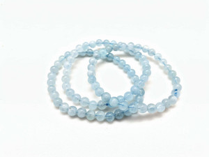 Aquamarine Elastic Bracelet Grade AA - 6mm and 8mm Beads