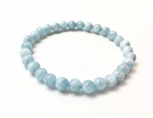 Aquamarine Elastic Bracelet Grade AB - 6mm and 8mm Beads