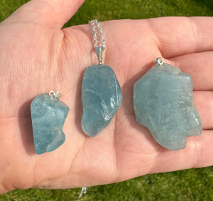 Aquamarine Pendant Natural Tumbled