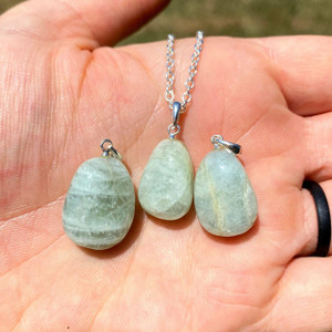 Aquamarine Polished Teardrop Pendant in Drilled Setting