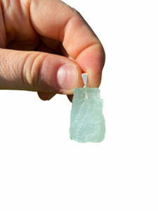 Aquamarine Raw Pendant in Drilled Setting