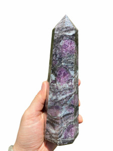 Astrophyllite and Garnet Tower - Polished Crystal Point