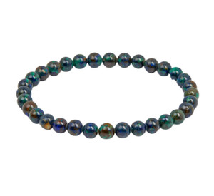 Azurite Malachite Elastic Bracelet - 6mm Beads 