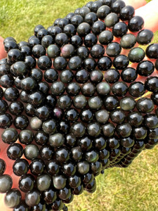 Black and Mixed Obsidian Bead Strand 