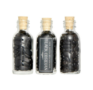 Black Obsidian Crystal Chips Bottle