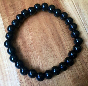 Black Obsidian Elastic Bracelet - 5mm and 8mm Beads