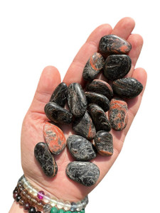 Black Tourmaline And Red Jasper Tumbled Stone