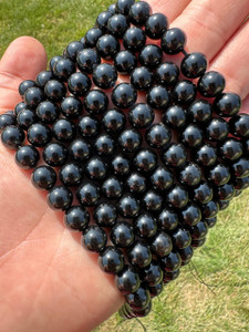 Black Tourmaline Bead Strand - Grade A 