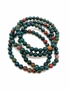 Bloodstone Elastic Bracelet - 6mm Beads