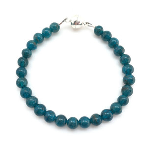 Blue Apatite Clasp Bracelet - 6mm Beads 