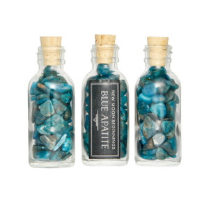 Blue Apatite Crystal Chips Bottle