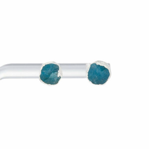 Blue Apatite Raw Stud Earrings - Sterling Silver
