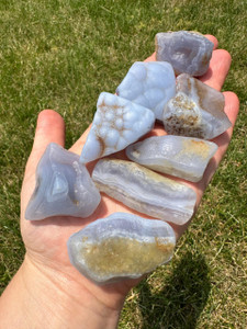 Blue Chalcedony (Tumbled, not Polished) 