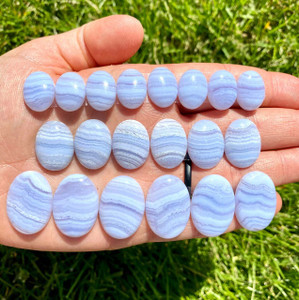 Blue Lace Agate Cabochon - Polished Stone Oval