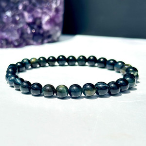 Blue Tigers Eye Elastic Bracelet - 6mm & 8mm Beads - Grade A 