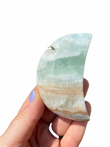 Caribbean Calcite Crescent Moon - Polished Crystal