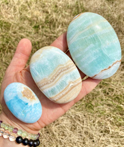 Caribbean Calcite Palm Stone - Polished Crystal Oval