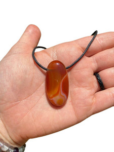 Carnelian Agate Pendant on Black Cord