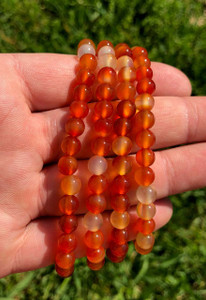 Carnelian Elastic Bracelet - 6mm and 8mm Beads