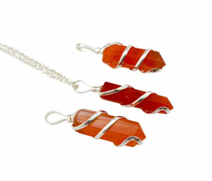 Carnelian Point Pendant in Spiral Silver Metal Setting