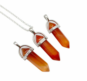 Carnelian Polished Point Pendant in Capped Setting