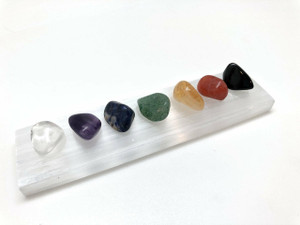 Chakra Stone Set and Selenite Plate Tumbled