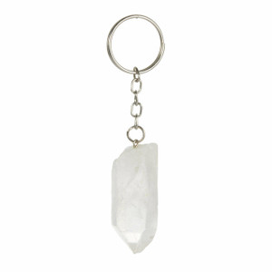 Clear Quartz Crystal Point Keychain