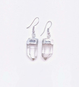 Clear Quartz Natural Point Dangle Earrings Raw