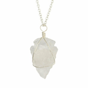 Clear Quartz Raw Arrowhead Pendant in Wire Wrapped Setting