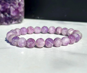 Faceted Lepidolite Elastic Bracelet - 6mm and 8mm Beads 