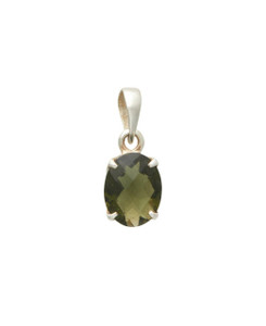 Faceted Moldavite Pendant - Sterling Silver - No.10