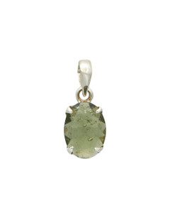 Faceted Moldavite Pendant - Sterling Silver - No.12