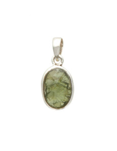 Faceted Moldavite Pendant - Sterling Silver - No.3
