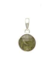 Faceted Moldavite Pendant - Sterling Silver - No.5