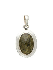 Faceted Moldavite Pendant - Sterling Silver - No.8