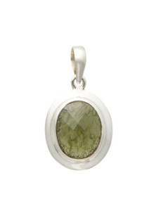 Faceted Moldavite Pendant - Sterling Silver - No.9