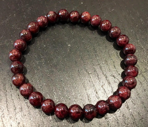 Garnet Elastic Bracelet - 6mm Beads